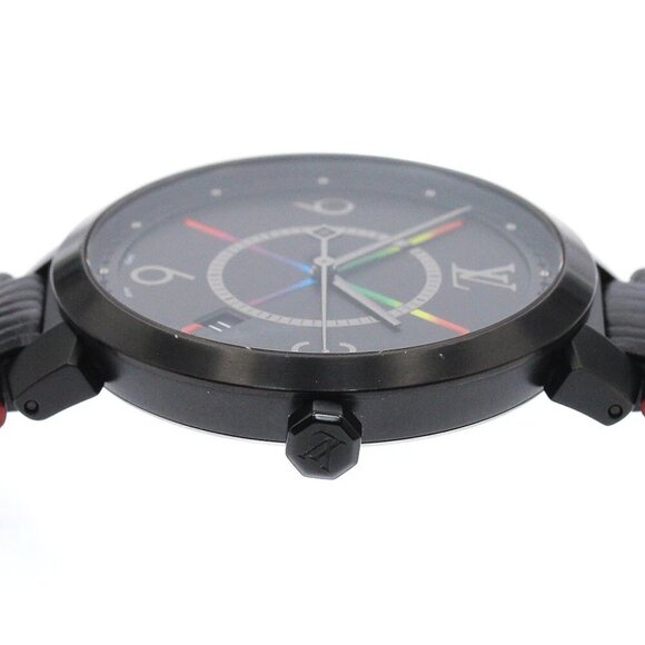LOUIS VUITTON Tambour Slim Rainbow QA113 black Dial Quartz Men's Watch_885232 - Picture 5 of 6